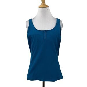 Nike Tank Top Womens Large Celestial Fit Dry Henley Racerback Training Shelf Bra